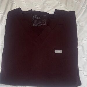 Figs Dark Brown V-Neck Sweater